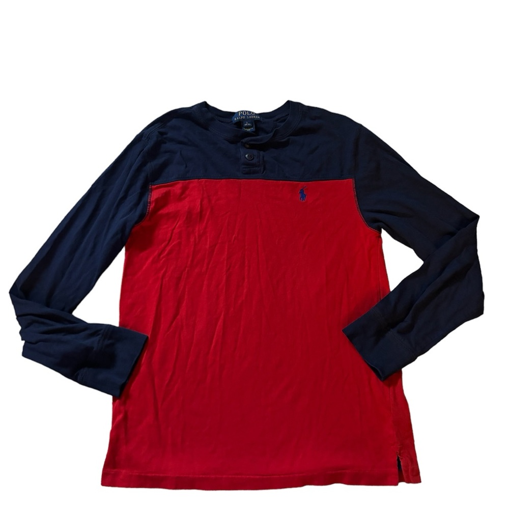 Polo Ralph Lauren Red/Blue Long Sleeve Shirt Boys L 14-16